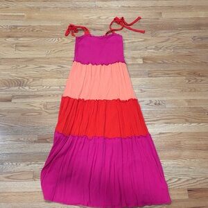 BeBop Pink and Red Tiered Womans Dress